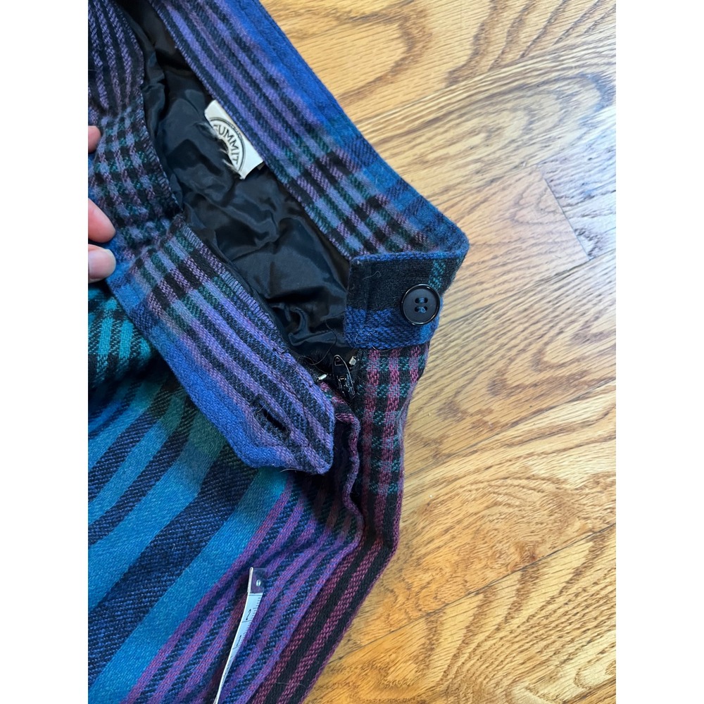 Vintage Summit of Boston Plaid Wool Midi Skirt Blue Purple A-Line Lined XS - Picture 3 of 6